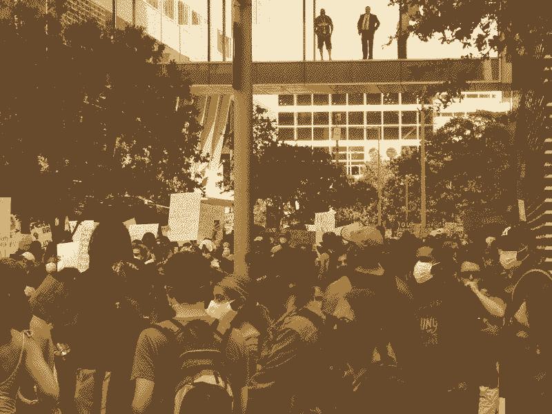 Overlooking the march